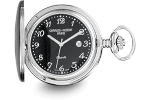 CHARLES-HUBERT PARIS Charles-Hubert, Paris 3599-B Stainless Steel Quartz Pocket Watch