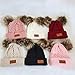 Infant Toddler Beanie Woolen Hat Pure Color Winter Twist Double Pom Pom Wool Knitted Cap for 0-3 Years Old
