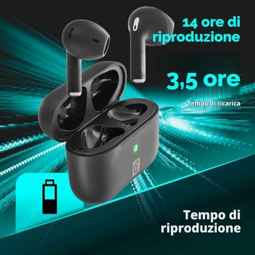 | CRYSTAL | Auricolari TWS Bluetooth 5.0 Wireless In-Ear con Custodia di Ricarica - Environment Noise Cancelling - Talk Time: 3.5 ore - Ricarica : 1.5 ore - Portata: 10mt - Colore Nero