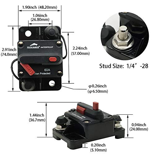 Young Marine Circuit Breaker for Boat Trolling with Manual Reset,Water