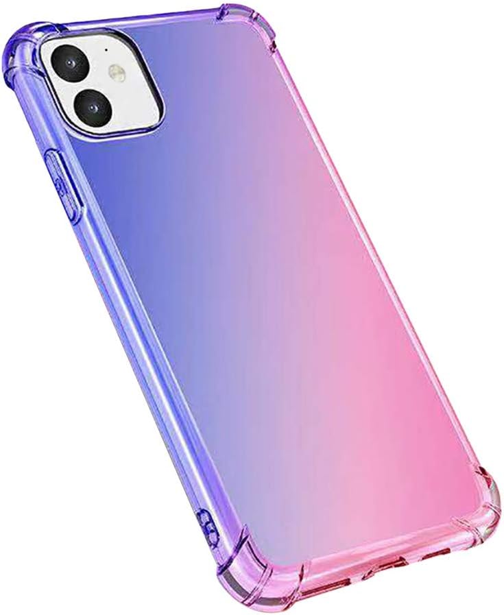 Colorful Rain-Bow Transparent Liquid Silicone Cover Cases,Luxury TPU+Glass Fine case Ultra Slim Waterproof Four Corners Anti-Fall Cover Compatible with iPhone 11 6.1 inch