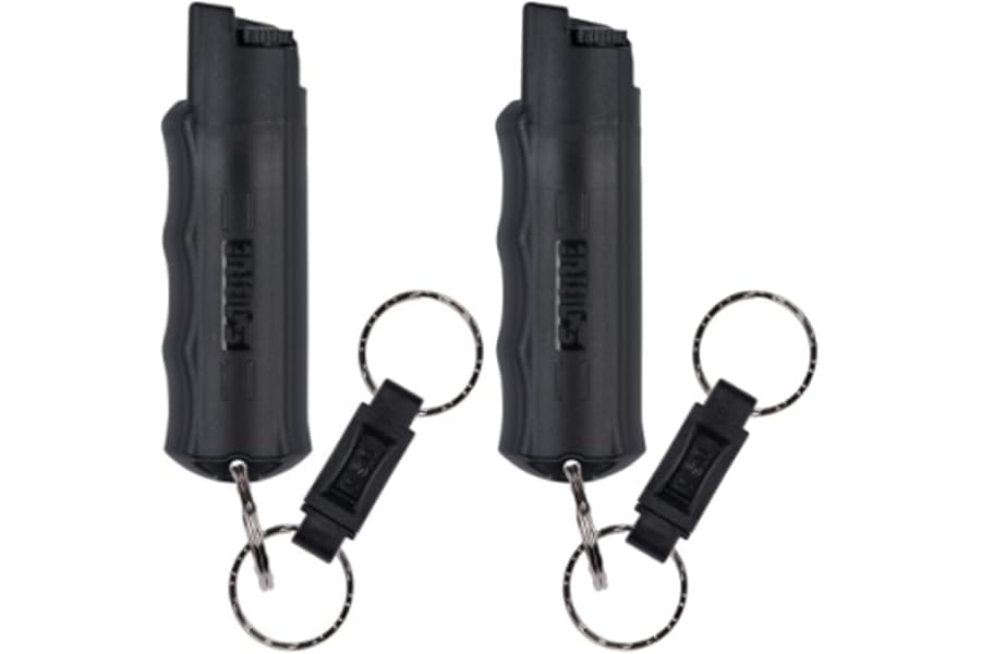 SABRE Pepper Spray with Quick Release Keychain for Self Defense – Maximum Police Strength OC Spray with UV Marking Dye, Twist Lock Safety, Finger Grip, 10‑Second Spray, 14‑ft Range, Made in USA