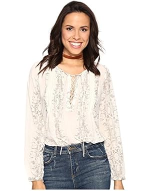 Womens Lace-Up Metallic Top