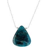 NJCRAFT Pear Natural Cabochon Necklace for Women | Handmade Gemstone Pendant | Wire Wrapped Love Crystal Jewelry | 8–14 mm Stone | Chain 16+2 Inch Adjustable