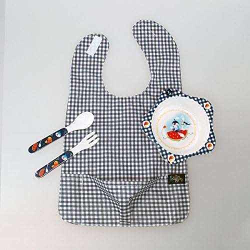 My Friend Huggles Feeding Bowl & Bib, with Food Catcher Pocket, Blue by My Friend Huggles