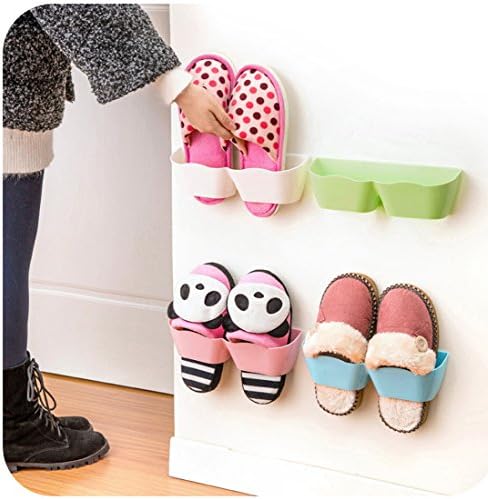 Over the Door Shoe Organizer and closet organizer System with Hanging Shoe holder for Maximizing Shoe Storage?Wall-mounted Bathroom toilet put slippers rack with 1pc Double Sides Tape(4 pairs)