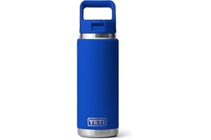YETI Rambler 26 oz Bottle, Vacuum Insulated, Stainless Steel with Color Matching Straw Cap, Royal Blue