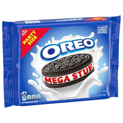 OREO MEGA STUF CHOCOLATE SANDWICH COOKIES, PARTY SIZE, 1 LB 9.35 OZ