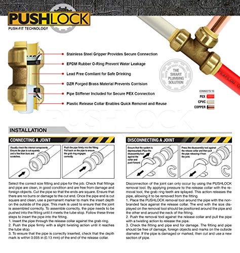 Pushlock UPSE1-5 Plug End Cap Pipe Fitting Push to Connect Pex Copper, CPVC, 1 Inch, Brass Pack of 5 - Thumbnail 5