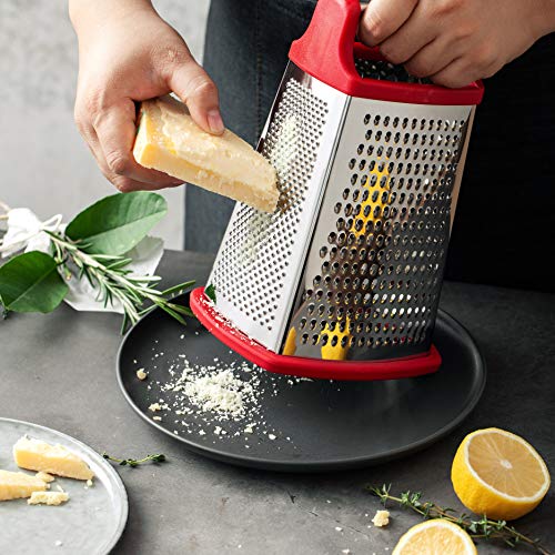 Spring Chef Professional Box Grater, Stainless Steel with 4 Sides, Best