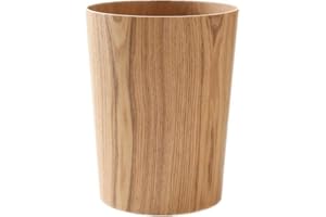 BISOZER 2.3 Gallons Wood Trash Can Wastebasket for Home or Office, Japanese-style natural wood Round Wastebasket, Lightweight, Sturdy for Under Desk, Kitchen, Bedroom, Den, Hotel, or Kids Room (Light Wood-A)