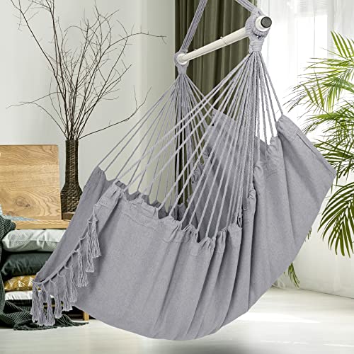Y STOP Hammock Chair Hanging Rope Swing, Max 500 Lbs, 2 Cushions