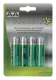Sterno Home BA25115 Rechargeable Solar AA 900mAH Batteries, Green