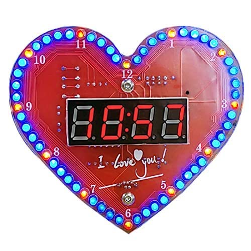 Gikfun Heart Shaped 4 Bits Digital Flashing LED Electronic Soldering Clock Kits Soldering Practice Learning Board DIY Kit for School Project EK1980…
