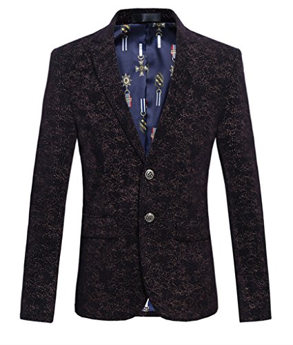 MOGU Mens Brown Blazer Suit Jackets US Size 36 (Label Asian Size XXL)