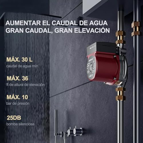 Bomba Presurizadora Automatica 1/6 Hp,110V 180W Presurizador de Agua Alto Voltaje,Bomba Presurizadora Auto y Silenciosa,Agua Mejora la presión Del En Tu Hogar para Riego Regadera Lavadora Baños