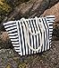 Moskus Gear Beach Bag With Inner Zipper Pocket from Tote Bag with Top Zipper and Rope Handles (Large, White and Navy Blue)