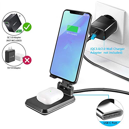 Wireless Charging Phone Stand, Dual Foldable Wireless Charger Stand 10W