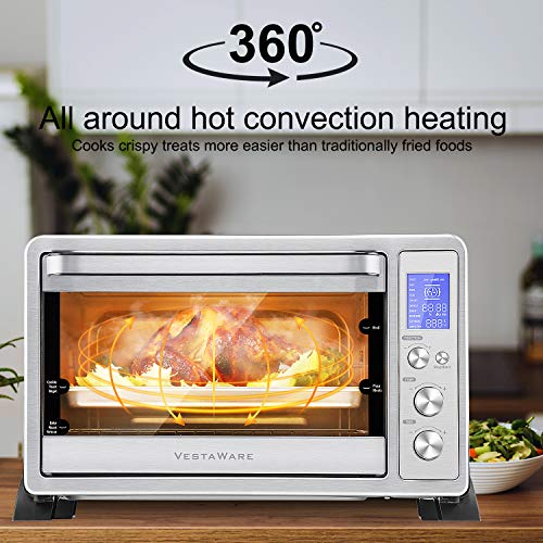 Vestaware Convection Toaster Oven, 27QT Smart Countertop Oven with 10 Presets, Toast Pizza Rotisserie Bake Broil, Digital LCD Display, 6 Accessories Included, Stainless Steel, 1500W - Thumbnail 3