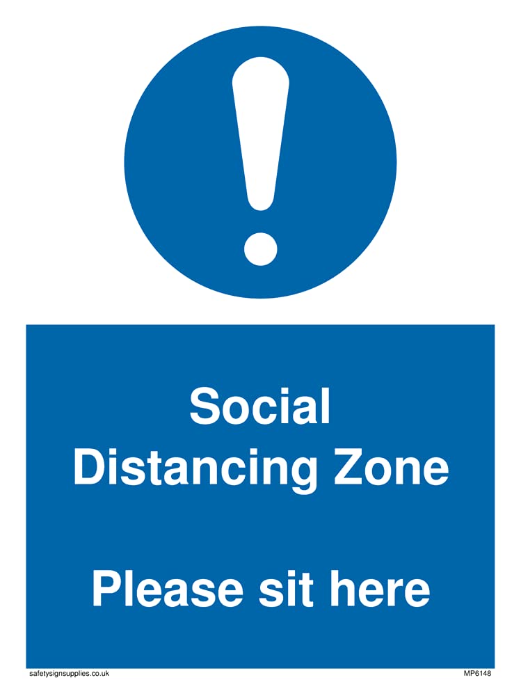 Pack of five - Social Distancing Zone Please sit here Sign - 150x200mm - A5P