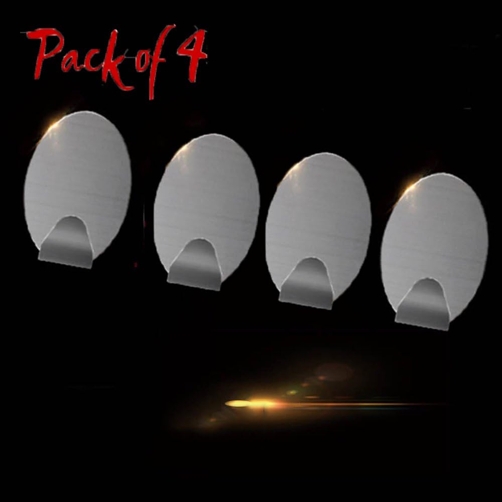 Adhesive Sticky Door Wall Hooks Hanger for Shower Kitchen Room(Pack of 4)