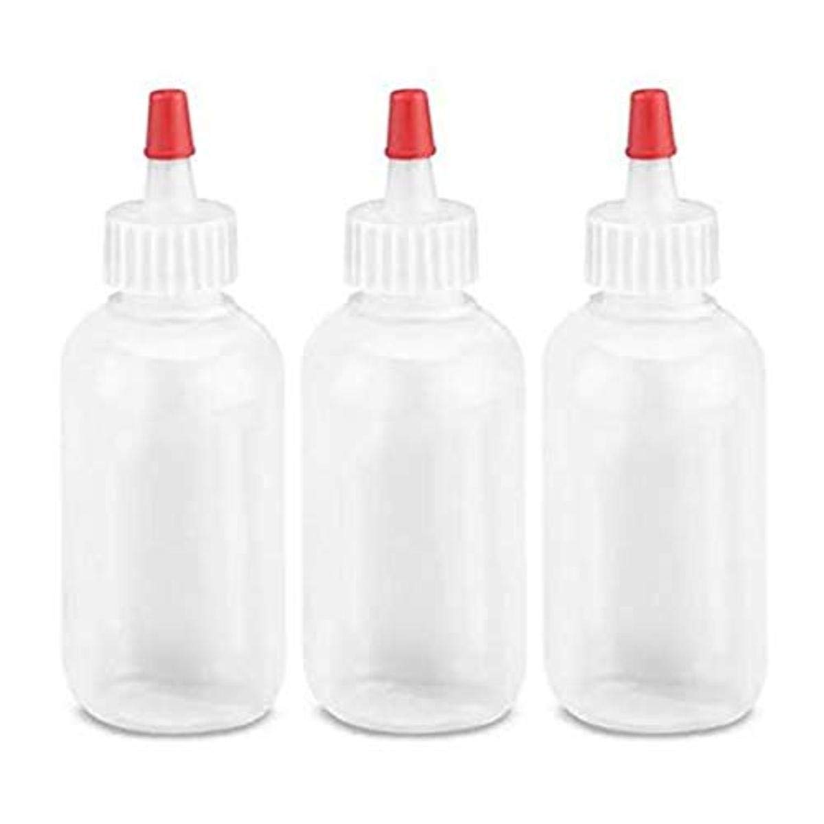 Boston Round Squeezable Bottles - 2 Ounces - Pack of 3 Count - Perfect Stix - Great for Arts and Crafts, Tie Dye, Food Coloring - FDA Compliant