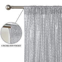 Sugargirl Silver Sequin Backdrop Curtain 4 Panels