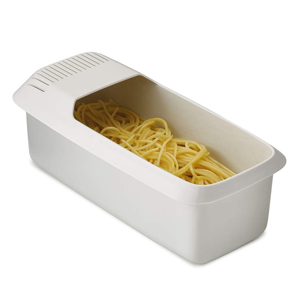 FitBest Microwave Pasta Cooker with Strainer, Heat Resistant Pasta Boar Steamer, Portable Spaghetti Noodle Cooker with Drain Holes