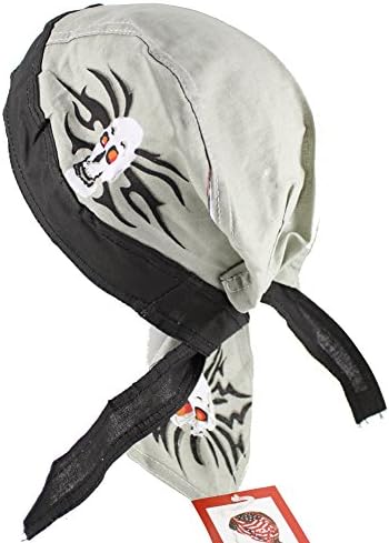 Do Rag Bandana Motorcycle Biker Caps Skull Head Wrap Tied Headband (SKULL)