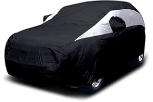 TITAN PERFORMANCE PRODUCTS Titan Jet Black Poly 210T Car Cover for Mid-Size SUV 188-206". Waterproof, UV Protection, Scratch Resistant, Driver-Side Zippered Opening. Fits Explorer, Grand Cherokee and More.