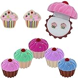 Cupcake Pierced Earrings w/ Crystal Sprinkles in Cupcake Velour Gift Box