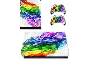 FOTTCZ Whole Body Vinyl Sticker Decal Cover for Xbox One X Console and 2PCS Controllers - Rainbow Band