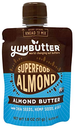 Superfood Almond Butter Packets by Yumbutter, Individual Snacks, Gluten Free, Vegan, Non-GMO, 1.8oz Packet (Pack of 10)