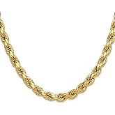 Auriga Fine Jewelry 10K Yellow Gold 8.0 mm Semi-solid Diamond-cut Rope Chain Necklace 20" to 26"
