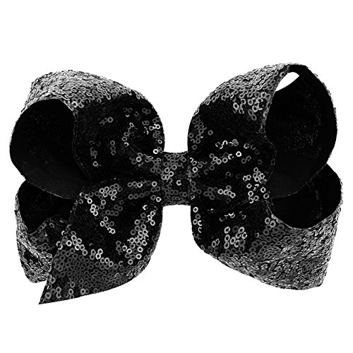 6 Pcs 8 Inch Large Colorued Stitching Glitter Sequin Hairpin Girls Bows Clip Hair Bows … (812)