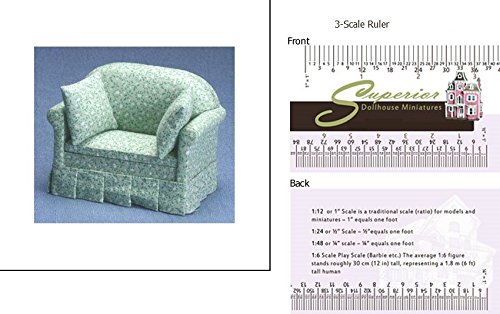 Dollhouse Miniature Green Floral Sofa