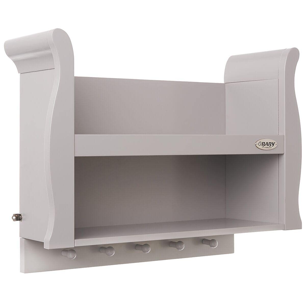Obaby Stamford Sleigh Shelf – Grey Nursery Wall Shelf with Sleigh Design, Storage & Display