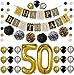 Gold 50th Birthday Decorations Kit – Large, Pack of 49 | Number 5 and 0 Party Balloons Supplies | Black, Gold, Silver Happy Birthday Banner, Pompoms, Garland and Latex Balloons