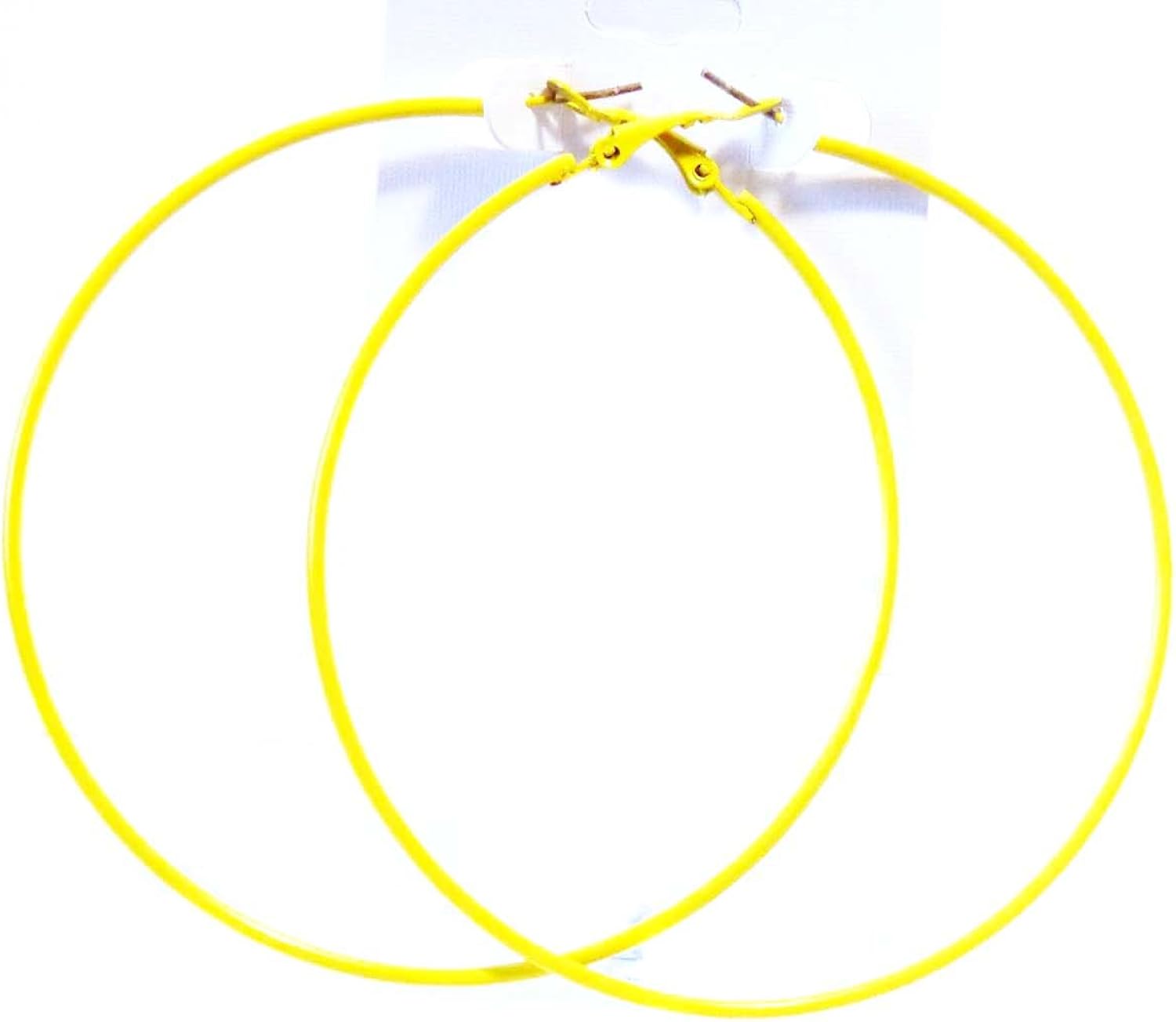 Bright Yellow Hoop Earrings Thin Hoop Earrings Yellow Hoops 3 Inch Jewelry