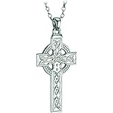 Biddy Murphy 925 Sterling Silver Celtic Cross Pendant Necklace for Men, Irish Trinity Knot, 20" Belcher Chain, Hand Crafted, Imported from Ireland