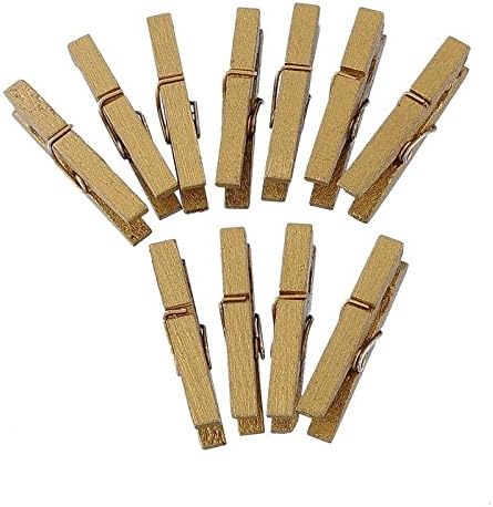 500PCs Wooden Photo Clips Golden Color DIY Hanging Decor Paper Peg Pin Craft Clips Clothespin Craft Clips 3cm x 0.9cm