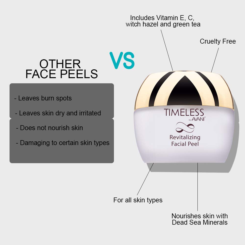 Timeless by AVANI Revitalizing Facial Peel | Enriched with Natural Plant Extracts and Vitamins E & C | Removes Dead Skin Cells, Excess Oil, Dirt, All Other Impurities - 1.7 fl. oz.: Beauty