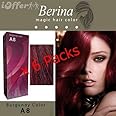 Berina A8 Burgundy Hair Dye Color Cream Dye 60 G. Pack of 6 Super Permanent Fashion Unisex containing an innovative component which protects and provides glamor color to hair as desired