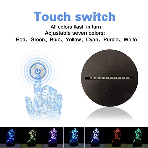 3D Illusion LED Night Light,7 Colors Gradual Changing Touch Switch USB Table Lamp for Holiday Gifts or Home Decorations (Remote Control ，Football Player，Rugby Light) - Thumbnail 3