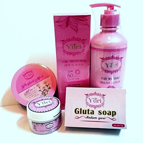 Beauty Set : 1 Set Yuri Whitening White Cream+white Lotion+soap+suncreen Spf50+perfect Mask [Get Free Tomato Facial Mask ]K321