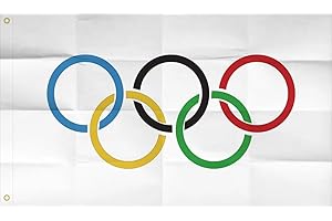 WENWELL Oliympic Rings Decorations Flag 3x5 Ft Outdoor Indoor,Internation Sports Theme Flags Banner Party Supplies Hanging Home Decor,Yard Fence Photo Backdrop