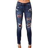 Sexyshine Women's High Waisted Skinny Destroyed Ripped Hole Denim Pants Long Stretch Pencil Jeans