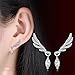 OREOLLE Jewelry Fashion Angel Wings Ear Crawler Cuff Earrings Cubic Zirconia Ear Stud Earrings Jackets