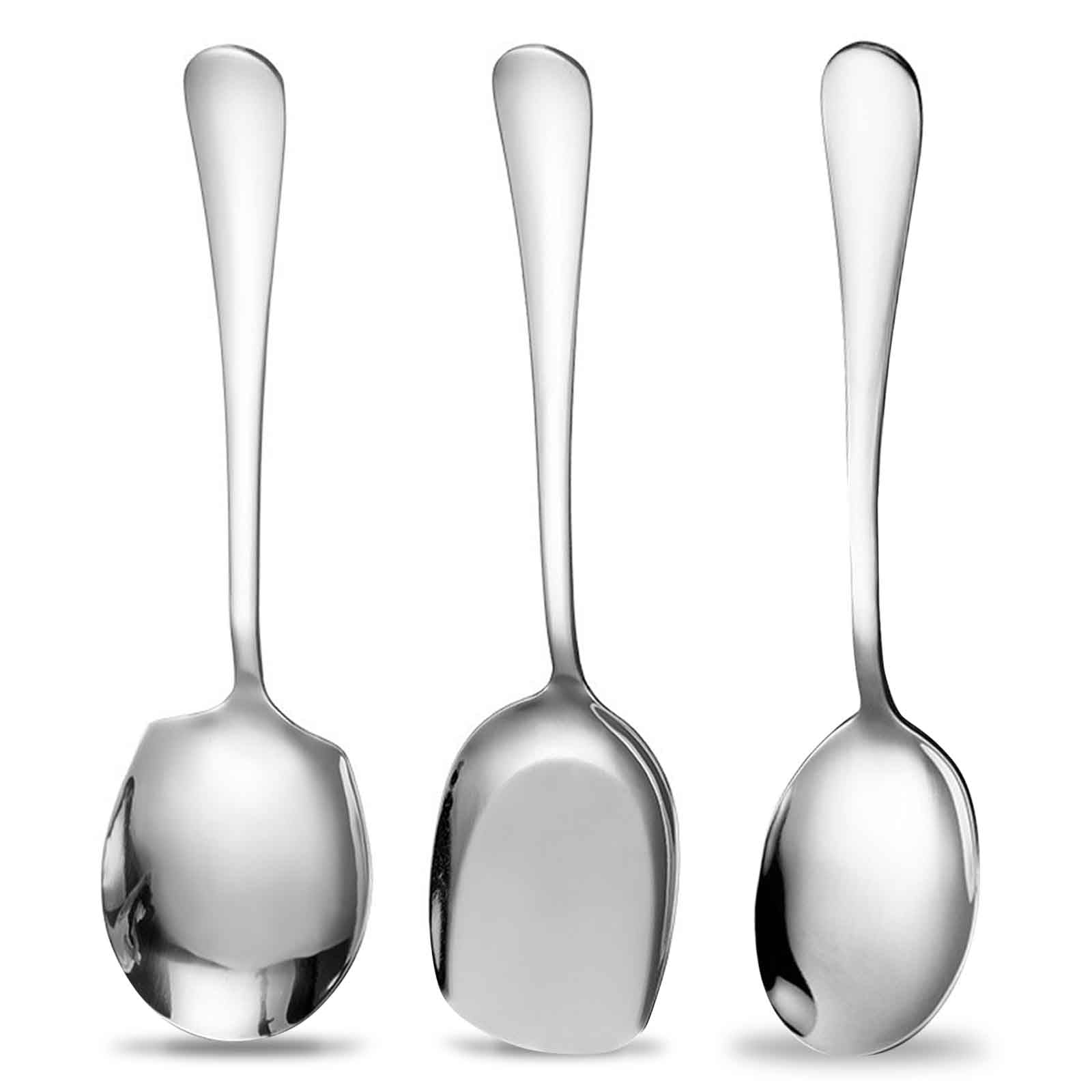 GWAWG 3 Pcs Stainless Steel Large Serving Spoons with Long Handles - For Serving Soup, Cooking and Restaurant Use