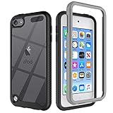 iPod Touch 7 Case Touch 6 Case Touch 5 Case, Re-sport Shockproof Dustproof Anti-Scratch Full Body Protective Cover Case Built-in Screen Protector Compatible with iPod Touch 5th/6th/7th - Black